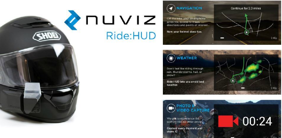 NUVIZ Ride:HUD: Heads Up Display for Motorcycle Helmets