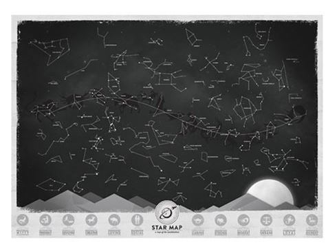 Star Map Wall Art Glows At Night