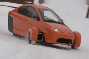 Elio Compact Car Taken Out In the Snow