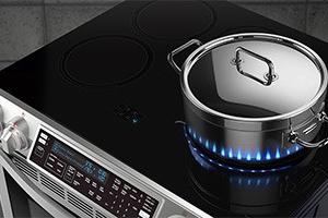 NE58H9970WS Slide-In Induction Range + Virtual Flame
