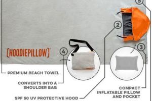 HoodiePillow Beach Towel w/ UV Protection