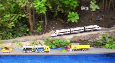 Lego train under water online