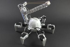 Elastic Turret Hexapod Robot Aims & Fires Elastic Bands