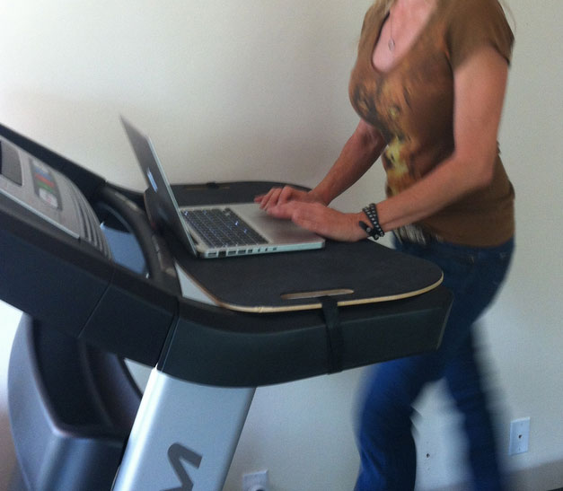 Treadmill Desk Holds Your Laptop As You Exercise