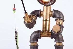 Fisherman Steampunk Robot Lamp