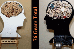 Gear Head: Kinetic Sculpture with 76 Gears