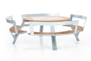 Gargantua Table with Adjustable Benches for 12 People