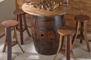 Whiskey Barrel Game Table for Chess, Checkers, Card Games