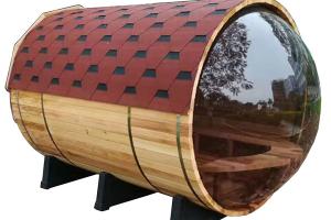 ALEKO Pine Wood Barrel Sauna with Panoramic View