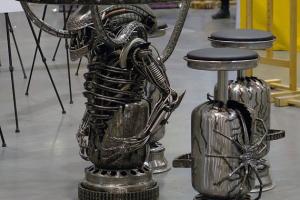 Recycled Metal Alien Xenomorph Table