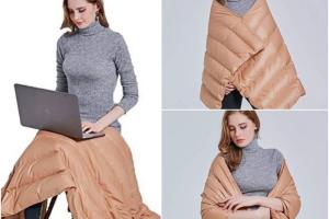 WENERSI Down Shawl: Wearable Travel Blanket