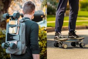 SPECTRA Silver Electric Skateboard + Backpack