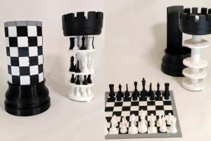 3D Printed Chess Set & Roll-up Board