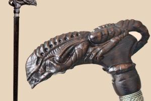 Carved Xenomorph Alien Walking Cane