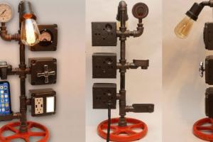 23″ Volt Meter Steampunk Tower Lamp with Smartphone Cradle