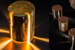 Cracked Log Lamp Made from Salvaged Logs