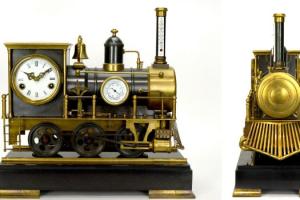 French Style Brass Locomotive Automaton Clock