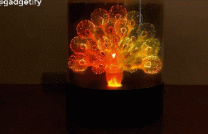 Color Changing Fiber Optic Peacock Lamp