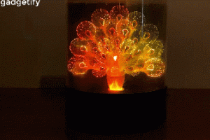 Color Changing Fiber Optic Peacock Lamp