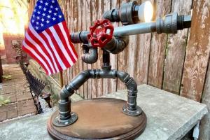 Big Gun Military Soldier Steampunk Industrial Pipe Lamp