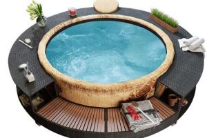 vidaXL Poly Rattan Hot Tub Surround