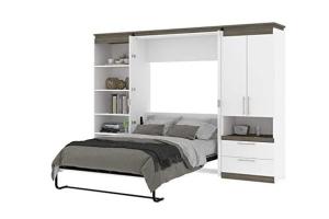 Bestar Full Murphy Bed with Shelves & Storage Cabinet