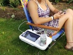 SunTray Solar Charger Side Table for Beach Chairs