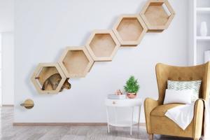 Hexagonal Wall Mounted Cat Activity Center