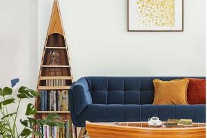 Handmade Canoe Bookshelf Cabinet