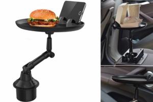 Flexible Arm Cup Holder Smartphone Mount with Food Tray