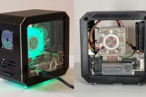 Black TurboPi Raspberry Pi 4B Computer with OLED Display