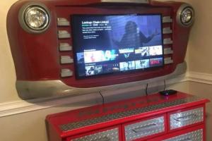 Brian Bauer’s Wall Mounted Chevrolet TV Stand with Working Lights