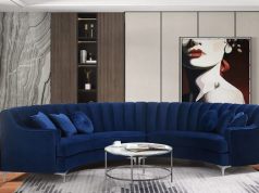 Legend Furniture 142″ Velvet Symmetrical Modular Round Curved Sofa