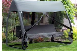 Outsunny 3-Seat Backyard Swing & Hammock Bed with Mesh Netting