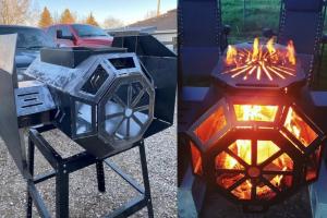 Tie Fighter Fire Pit with Grill Top by Smoke Ranch CNC