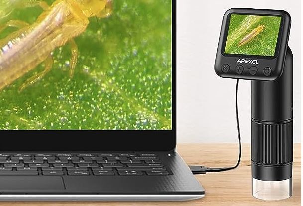 APEXEL 800X Handheld Digital Microscope 2” LCD Screen Adjustable Light + SD  Card