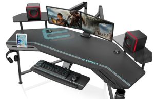 EUREKA 72-inch Large Gaming Desk with LED Lights