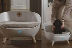 CUDII WiFi Connected Smart Dog Bed with Camera, Massage