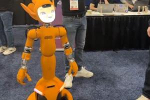 Mirokaï Rolling Robot Concierge with Animated Facial Expressions