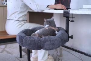 DeskPurrch Under Desk Cat Bed with 40lbs Max Load