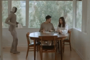 NEO Gamma Humanoid Robot with Knit Suit Can Do Household Chores