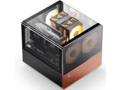 JONSBO V12 M-ATX PC Case with 270-degree Panoramic View, Walnut Panels