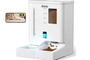 LEICKO App Connected Automatic Cat Feeder with 2K Camera & Night Vision