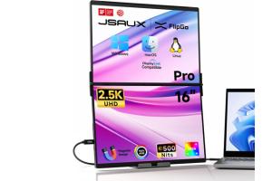 JSAUX FlipGo Pro 16-inch Dual Portable Monitors for Laptops