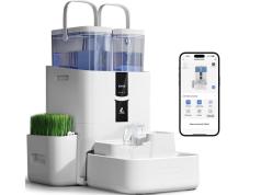 LALAHOME Automatic Cat Water Fountain Also Grows Cat Grass