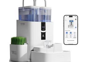 LALAHOME Automatic Cat Water Fountain Also Grows Cat Grass